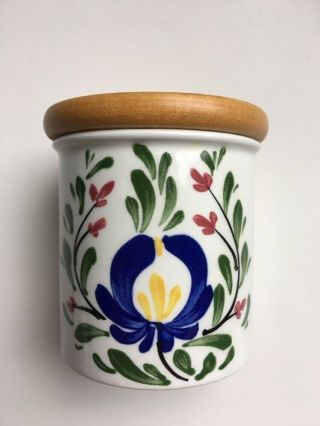 Portmeirion Welsh Dresser 3” Storage Jar/canister With Wooden Lid