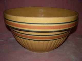 10 1/2 " Red Wing Stoneware Red & Blue Banded Mixing Bowl