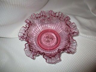 Fenton Glass - Large Cranberry Rose Ruffled Bowl