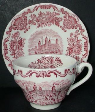 Enoch Wedgwood China Royal Homes Of Britain Pink Cup & Saucer Set Cup 2 - 1/2 "