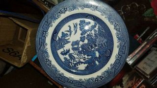 4 Vintage Churchill Staffordshire Blue Willow Dinner Plates 10 " Diameter