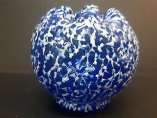 National Oriental / Model Flint / Dugan Eapg Blue Frit Glass Rose Bowl