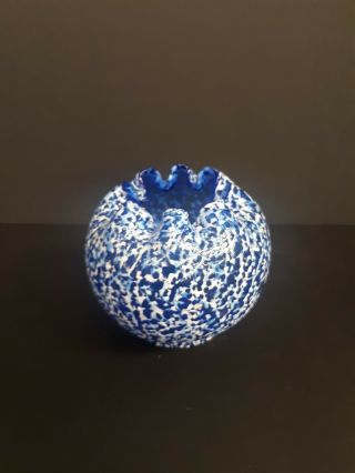 National Oriental / Model Flint / Dugan EAPG Blue Frit Glass Rose Bowl 2