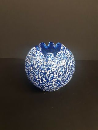 National Oriental / Model Flint / Dugan EAPG Blue Frit Glass Rose Bowl 3