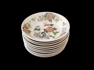 Set Of 10 Vintage & Rare Wedgwood China Eastern Flowers 5 1/4 " Fruit Bowls