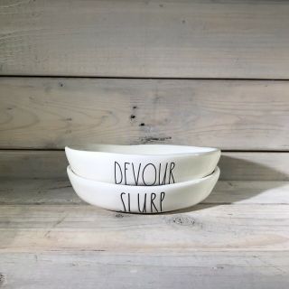 Rae Dunn Cat Dish Set - Slurp & Devour - Ceramic,  Ll Nwt