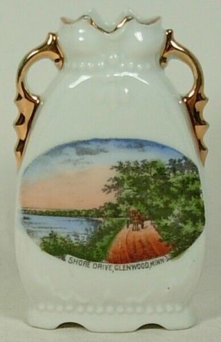Shore Drive Glenwood Minnesota Souvenir China Vase Circa 1910