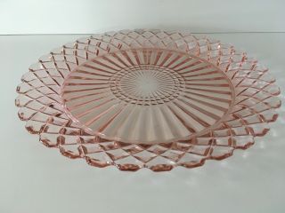 Pink Waterford / Waffle 9 " Plate By Hocking Glass 1938 - 44