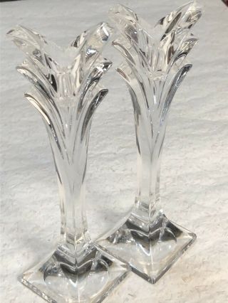 Mikasa Deco Crystal Candlesticks,  8 " Tall Crystal Candleholders