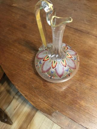 Indian Design Vase Glasware Gold Etching Hand Painted Oil Vinegar Dispenser Coll