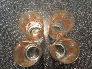Four Vintage Orange Yellow Floral Drinking Glasses 3