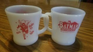 Vintage Anchor Hocking Red Fire King Batman Robin Mug 2