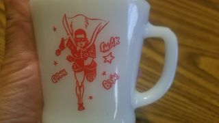 Vintage Anchor Hocking Red Fire King Batman Robin Mug 4