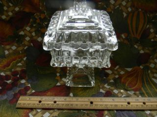 Vintage Cut Clear Glass Square Candy Dish With Lid