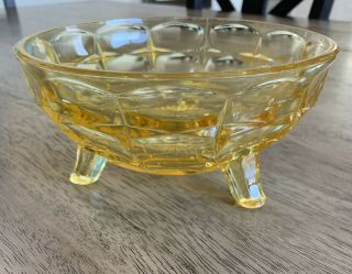 Vintage Depression Glass Footed Bowl/candy Dish Yellow Tiara Constellation