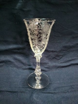 Vintage Cambridge Glass Wildflower Etch 5.  75 " Wine Glass