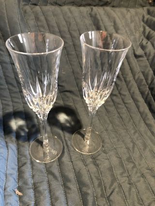Fluted Champagne Glasses 2 Cristal d ' Arques Crystal Castel Wedding Toasting 2