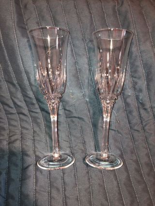 Fluted Champagne Glasses 2 Cristal d ' Arques Crystal Castel Wedding Toasting 3