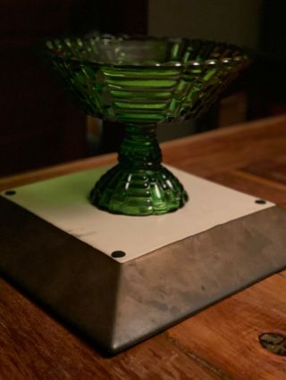 Vintage - Large Green Glass Pedestal Centerpiece/fruit Bowl 6.  5 " X 8 "
