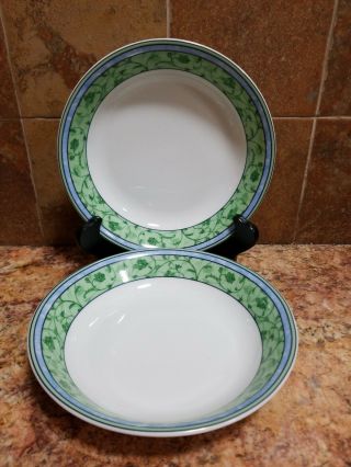 Set Of 2 Wedgewood Home Watercolour Individual Pasta Bowls Blue Green White