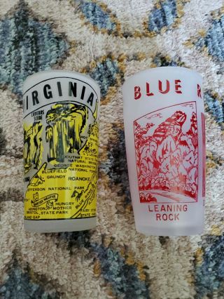 Vintage Hazel Atlas Virginia Frosted State Souvenir Drinking Glass 5 Inch