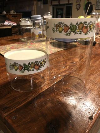 2 Piece Vintage Pyrex Glass Spice Of Life Stackable Canisters Set,  Corning Ware
