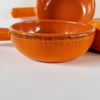 De Silva - set of 3 Orange Glazed Terracotta Pottery Bowls w/ handles EXCEL COND 2
