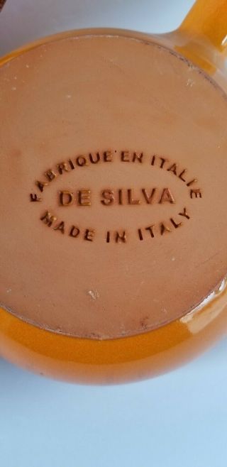 De Silva - set of 3 Orange Glazed Terracotta Pottery Bowls w/ handles EXCEL COND 3