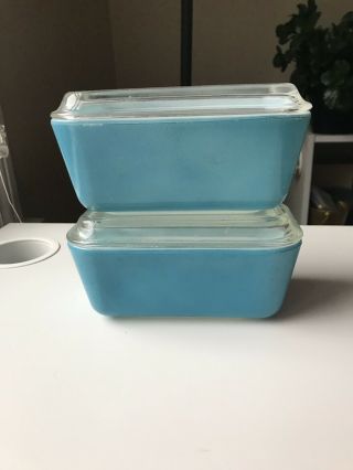Vintage Pyrex 502 - B Refrigerator Dishes With Ribbed Lid