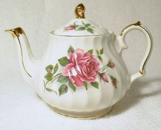 Sadler England Windsor Individual Teapot 3 5/8 " 1 Cup Red Rose Gold Trim