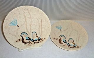 Mid Century Vintage Red Wing Pottery Bobwhite Bread & Butter Plate Set Of 2 C3