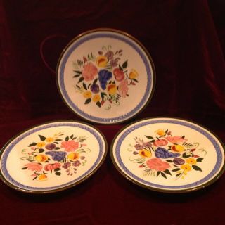 Vintage Stangl Pottery Fruit And Flowers Set Of 3 Dinner Plates 10 "