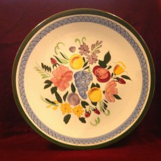 Vintage Stangl Pottery Fruit And Flowers Chop Plate Round Platter Serving 14 1/4