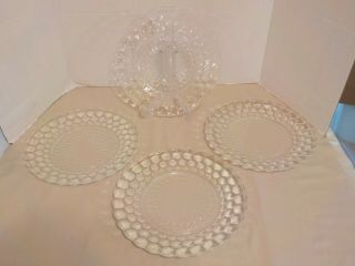 “bubble Clear” Anchor Hocking Depression 4 Dinner Plates - 9 ¼”