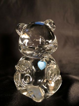Fenton Birthday Stone Gem Bear Figurine Paperweight Blue / March With Tag