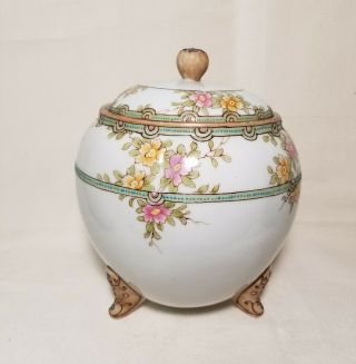 Antique Nippon Biscuit Jar Hand Painted Rising Sun Backstamp