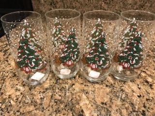 Libby Christmas Tree And Present Glasses Set Of 4
