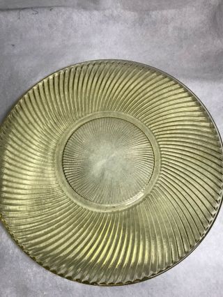 Amber Depression Glass 11 1/2 " Cake Sandwich Plate Diana Gold Swirls Federal