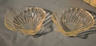 Vintage Glasbake Clear Glass Clam Shell Baking Seafood Condiment Dish Pair Set 2