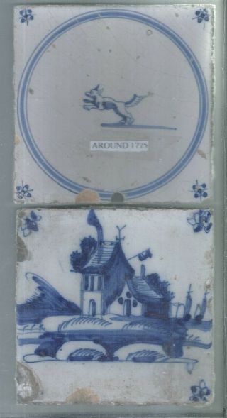 2 - Antique Holland Delft Tiles Around 1775