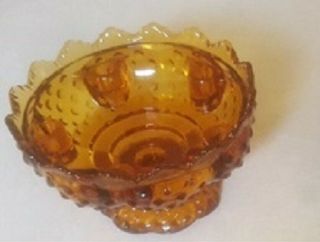 Fenton Amber Glass Hobnail Candle Bowl Pillar Or Taper Candle Holder