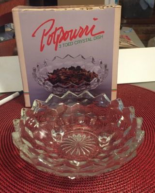 Clear Glass Potpourri 3 Toed Crystal Dish 3915 Usa Made