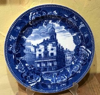 Wedgwood " Old State House Boston " Blue Transfer Souvenir Plate
