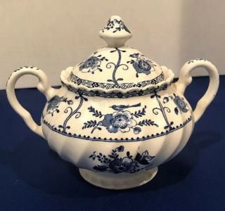 Johnson Brothers Indies Blue Covered Sugar Bowl 3 1/4 " England