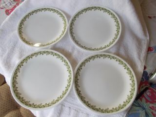 Corelle Crazy Daisy 4 Luncheon Plates Springtime Blossom Green 8 1/2 "