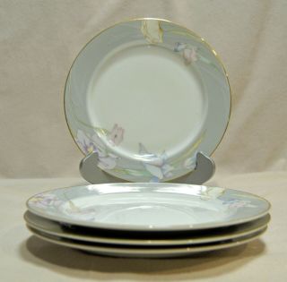 Set Of 4 Mikasa Fine China " Charisma " Gray 7 1/2 Salad Plate Pristine