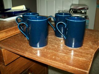 Set Of 4 Dansk Bistro Bisserup Blue (cobalt Blue) Mugs 4 1/8 "