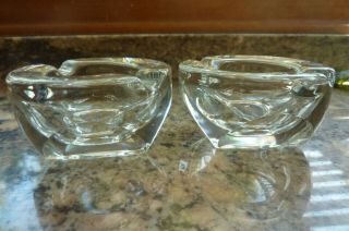 Coleport Heisey Elegant Glass Crystal Individual Ashtrays Pair