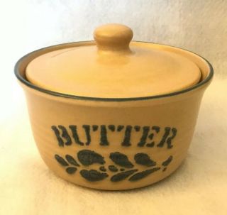 Pfaltzgraff Folk Art Round Butter Dish With Cover