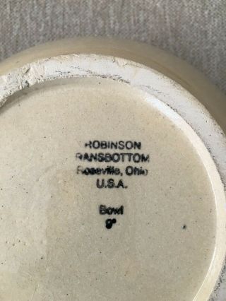 Vintage Robinson Ransbottom RRP Blue Wheat Spongeware Pottery Mixing Bowl 8” 5